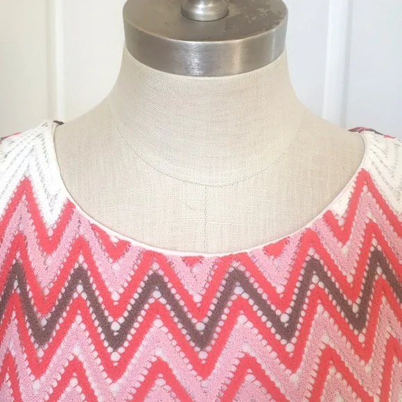 VINTAGE Sleeveless Crochet Dress White Coral Red Salmon Pink Brown - Picture 8 of 14